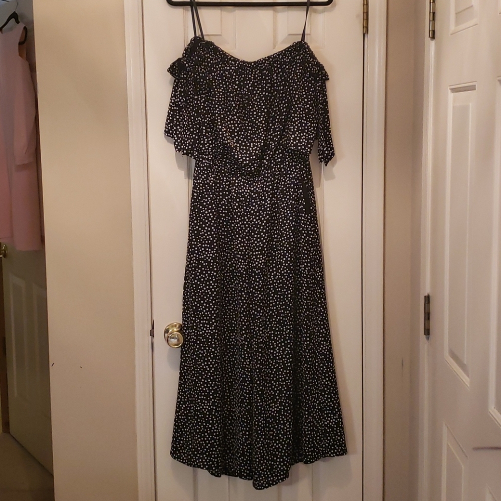 Polka dot midi romper jumpsuit